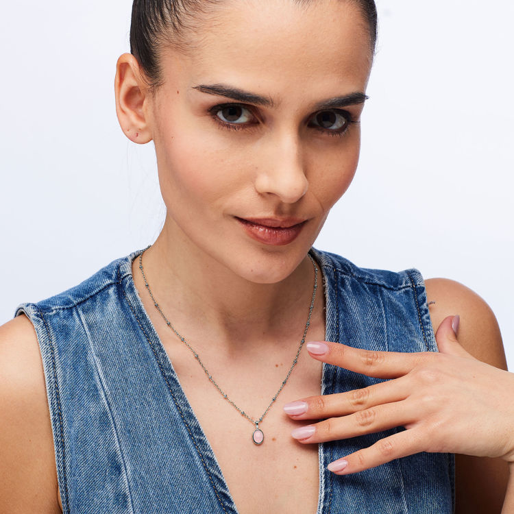 Immagine di Collana Essential Pendente Con Quarzo Rosa In Acciaio Brosway | BNL131