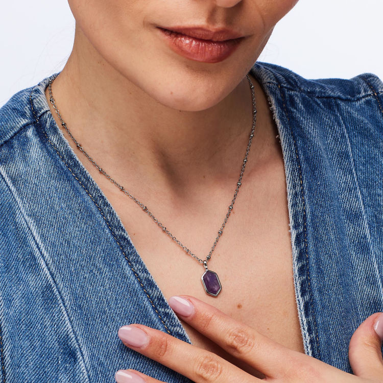 Immagine di Collana Essential Pendente Con Ametista In Acciaio Brosway | BNL127