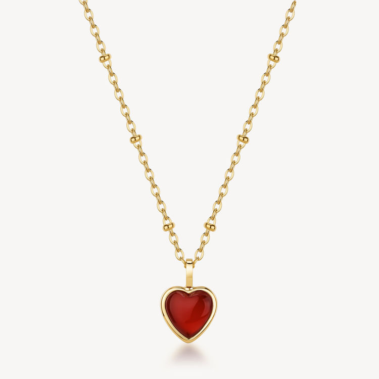 Immagine di Collana Essential Pendente Cuore Con Agata Rossa In Acciaio Brosway | BNL130