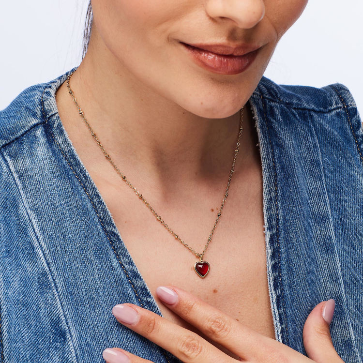 Immagine di Collana Essential Pendente Cuore Con Agata Rossa In Acciaio Brosway | BNL130