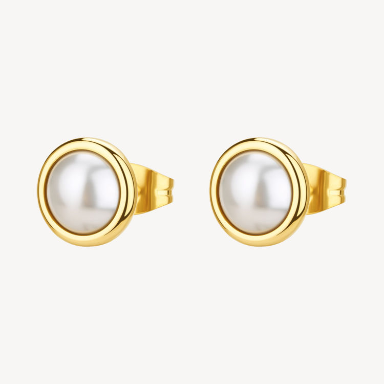 Immagine di Orecchini A Lobo Dorati Con Perla Di Conchiglia Essential Brosway | BNL149