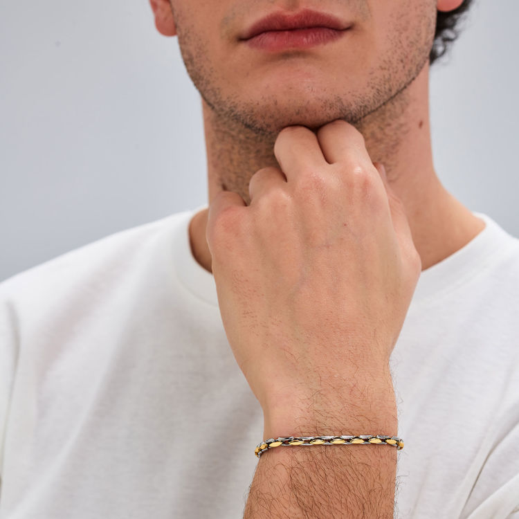 Immagine di Bracciale Uomo In Acciaio E Finiture Oro Catena Riptide Brosway | BTD047