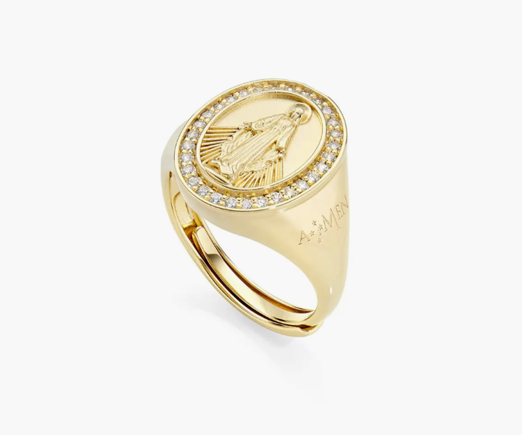 Immagine di Anello Miracolosa Dorato con Zirconi Bianchi Amen | RMIGBZ2