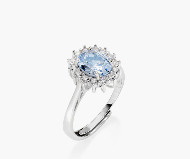 Immagine di Anello Adattabile Royal Lady Acquamarina Con Amen |  ANLDGBBAC2