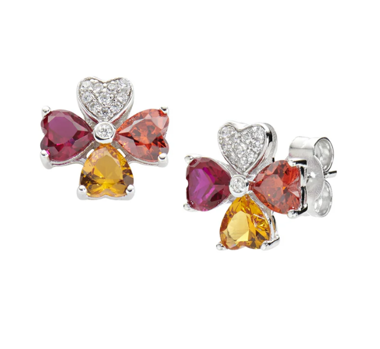 Immagine di Orecchini Quadricuore In Argento Arancione Multicolor Gioielli Amen | EQUSBMAR
