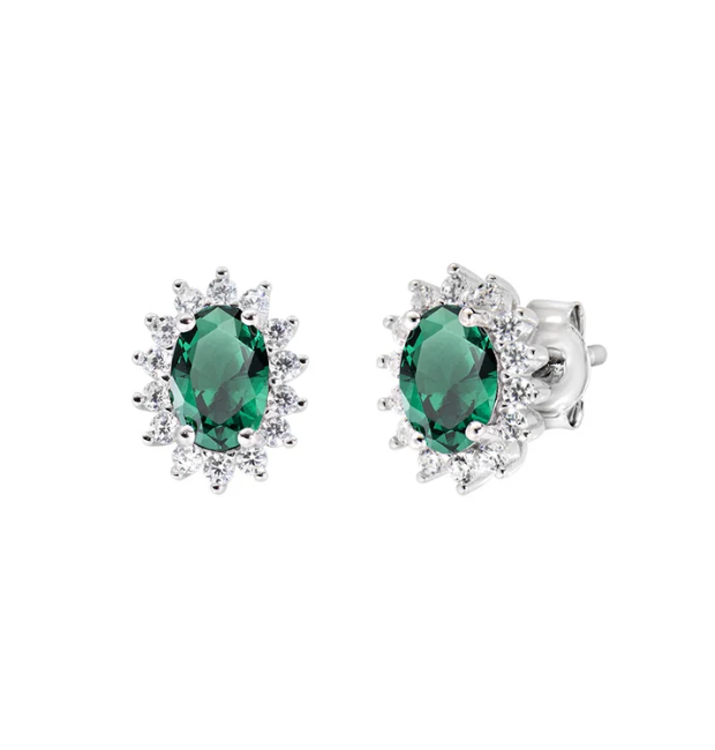 Immagine di Orecchini Royal Lady Mini con Zircone Verde Amen | ORLDPBBVE