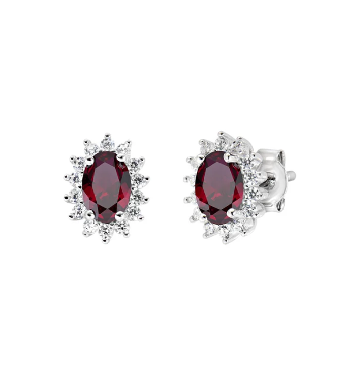 Immagine di Orecchini Royal Lady Mini con Zircone Rosso Amen | ORLDPBBR