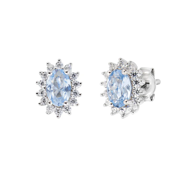 Immagine di Orecchini Royal Lady Mini con Zirconi Acquamarina Amen | ORLDPBBAC