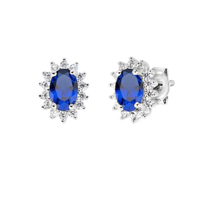 Immagine di Orecchini Royal Lady Mini con Zirconi Blu Amen | ORLDPBBBL