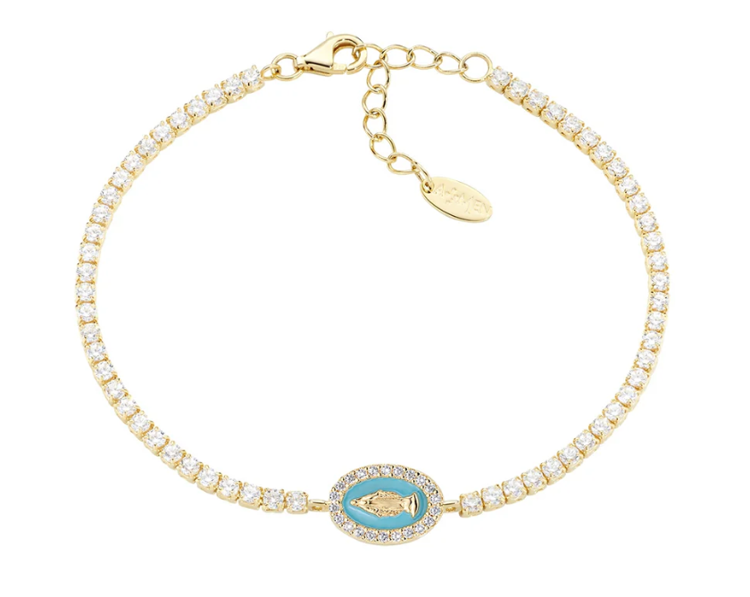 Immagine di Bracciale Tennis con Miracolosa e Smalto Verde Mare Amen | BTMISMGTIZ16