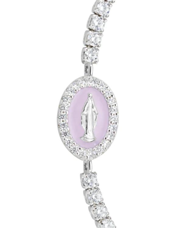 Immagine di Bracciale Tennis con Miracolosa e Smalto Rosa Perla Amen | BTMISMBROZ16