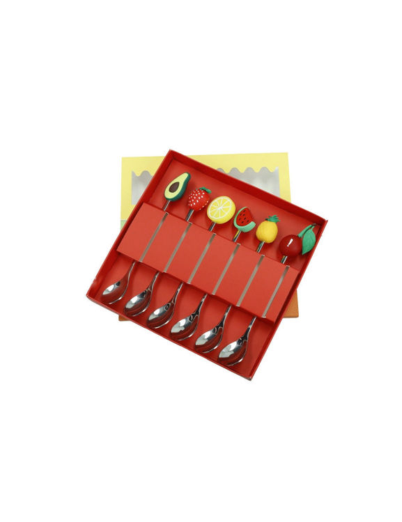 Immagine di Cucchiaino Silver Frutti Assortiti Set 6 Pezzi Inox/Silicone Brandani | 50035