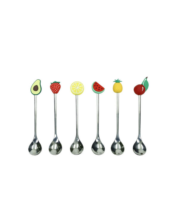Immagine di Cucchiaino Silver Frutti Assortiti Set 6 Pezzi Inox/Silicone Brandani | 50035